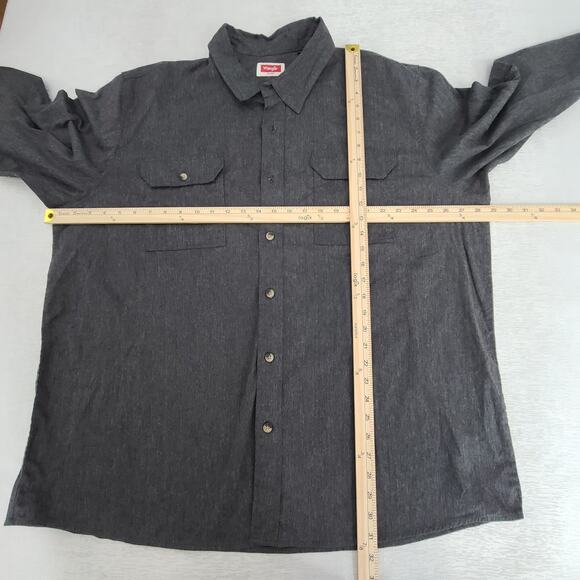 Wrangler men's long sleeve button up regular fit shirt dark Grey Size 2x Country - Picture 4 of 9